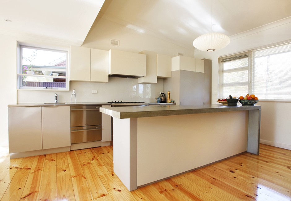 Warradale Residence-60s-House-Kitchen-Overhead-Cupboards-Concrete-Island-Koush-3
